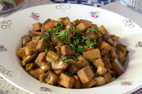 Eggplant, Tofu, and Mango Stew
